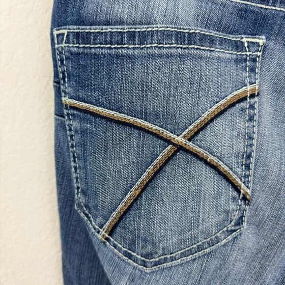 Ariat Women's REAL Meg Jeans Size 32R Boot Cut Mid Rise Stretch Raw Hem Blue - Picture 7 of 11